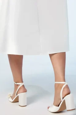Tina Bridal Satin Soft Ruffle High Block Heel Sandals