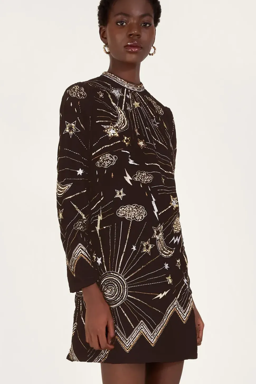 Tina Embroidered Velvet Tunic Dress
