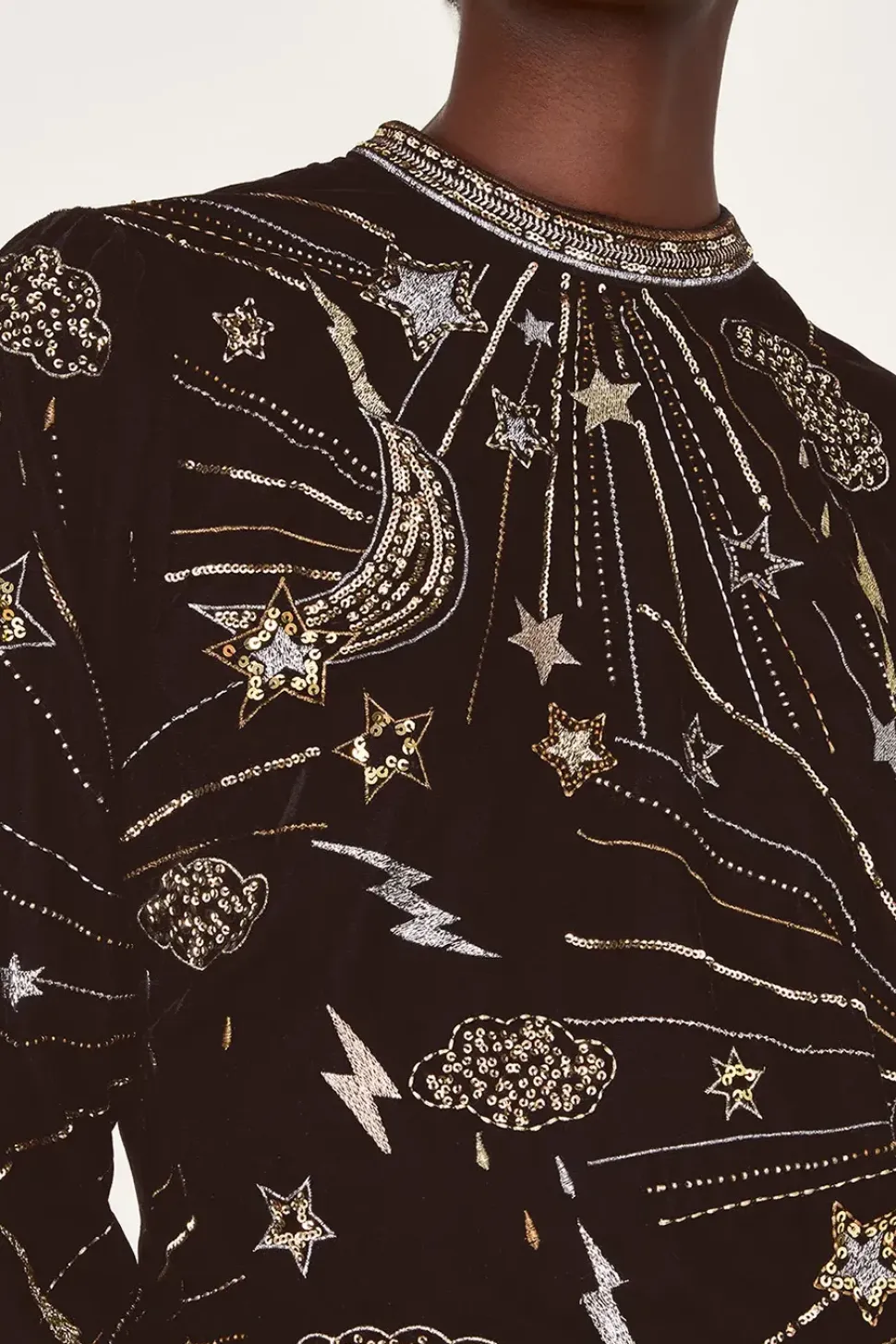 Tina Embroidered Velvet Tunic Dress