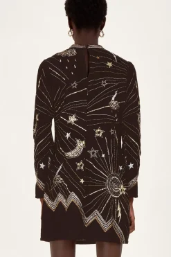 Tina Embroidered Velvet Tunic Dress