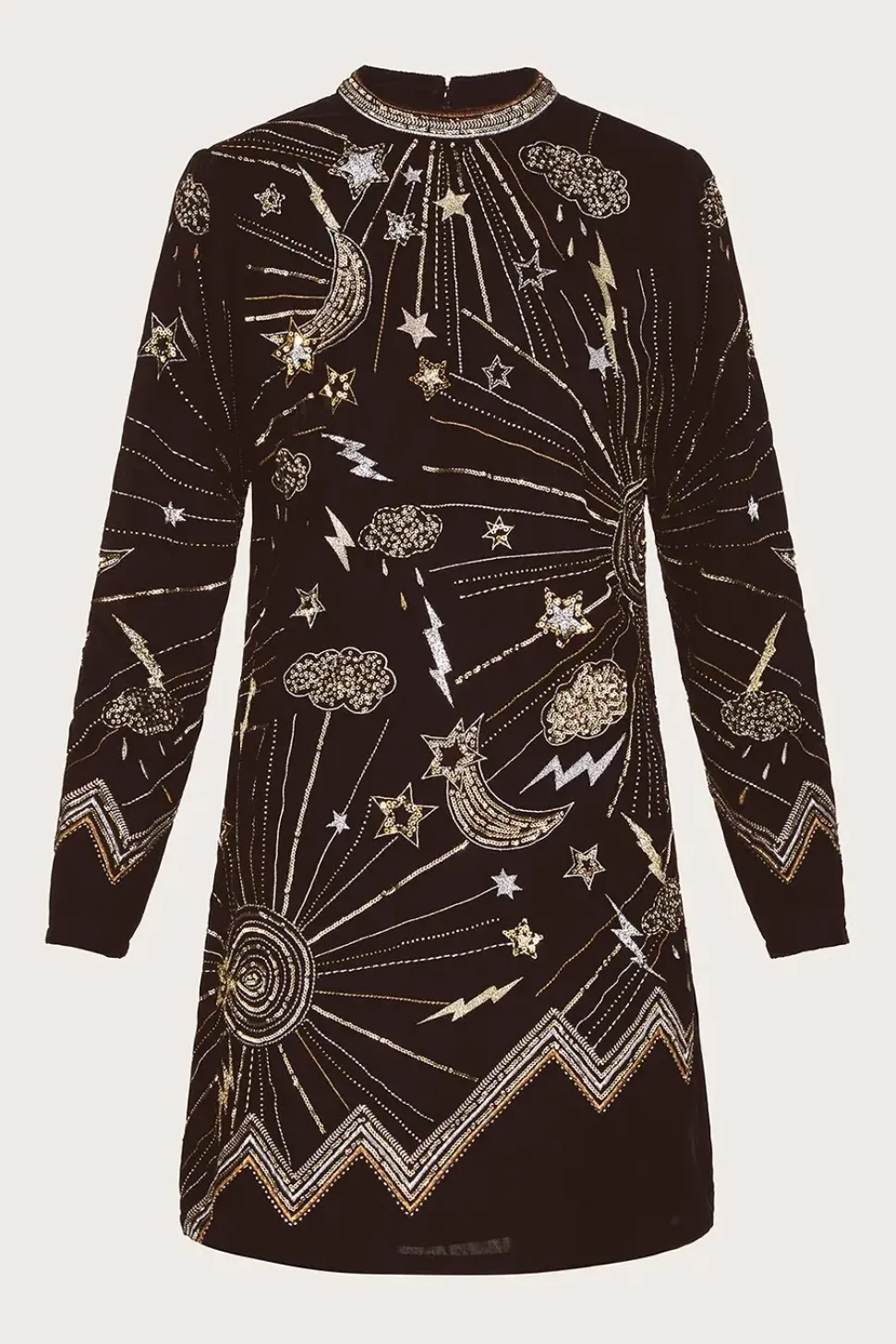 Tina Embroidered Velvet Tunic Dress