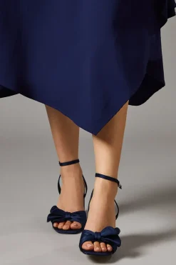 Tina Satin Soft Ruffle High Block Heel Sandals