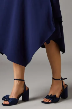 Tina Satin Soft Ruffle High Block Heel Sandals