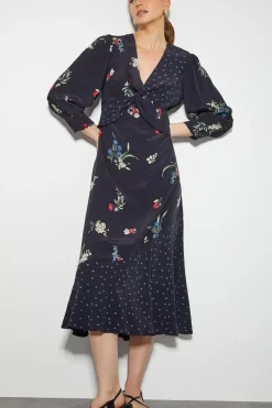 Tina Twist Front Midi Dress Black