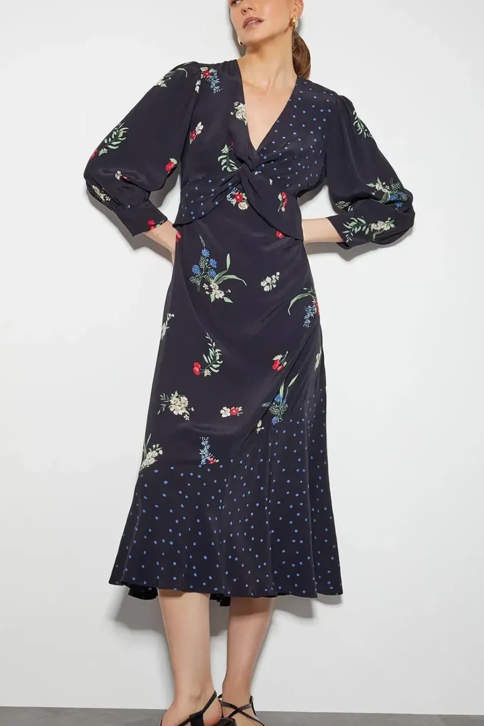 Tina Twist Front Midi Dress Black