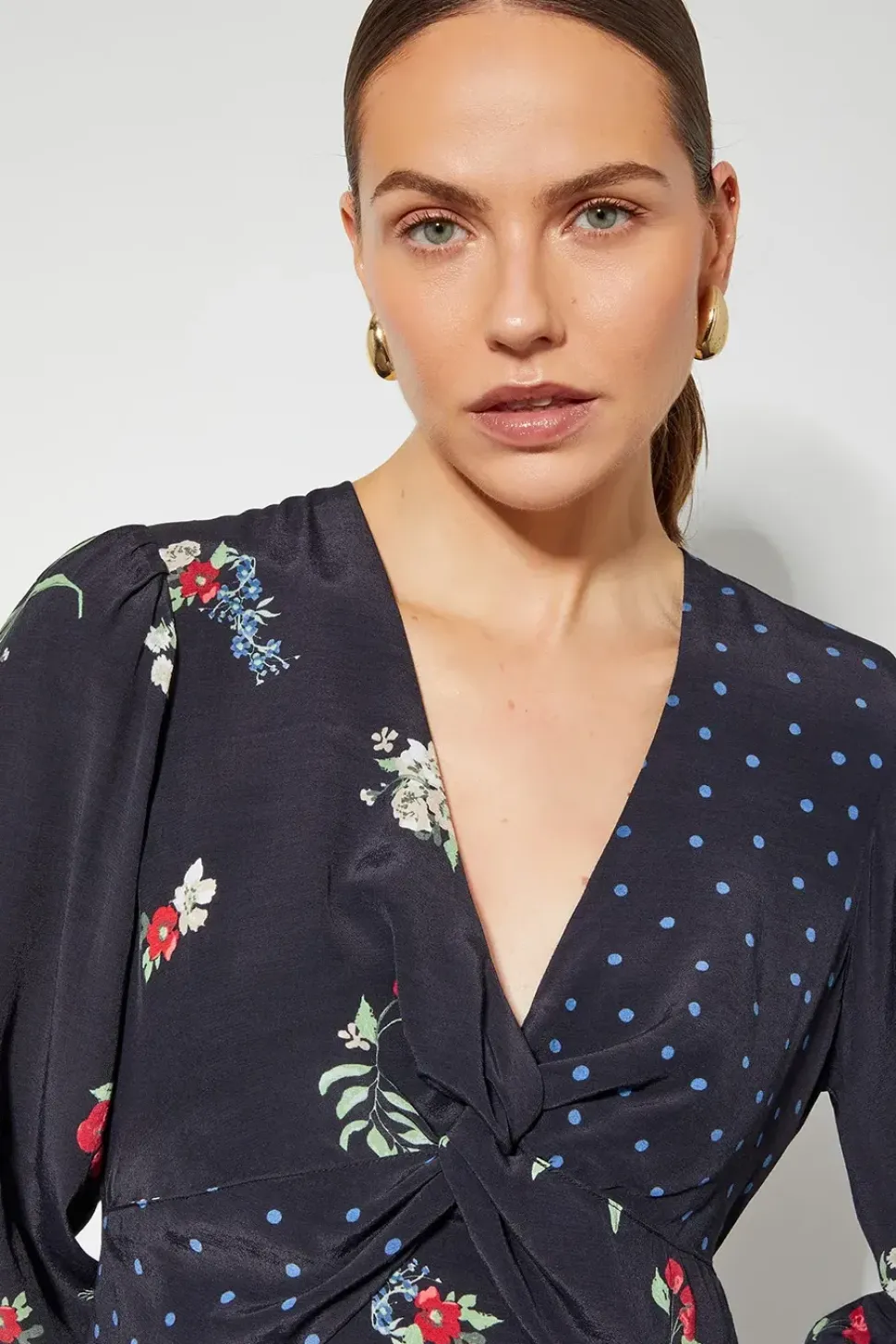 Tina Twist Front Midi Dress Black