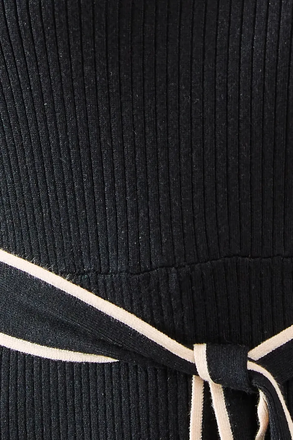 Tipped Belted Knitted Midi Dress