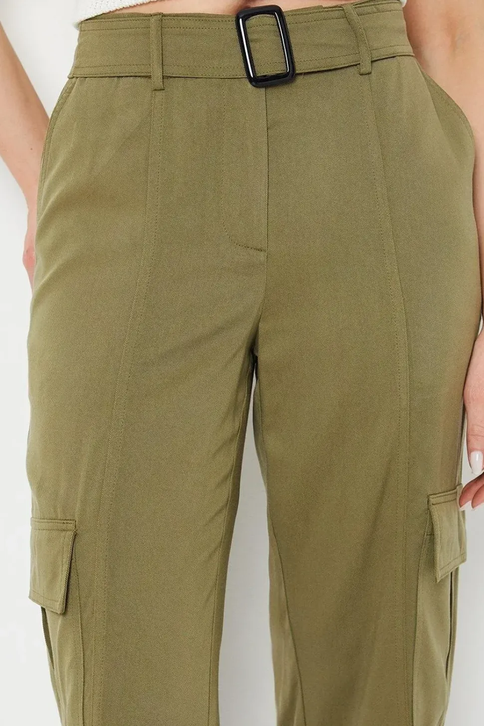 Top Stitch Belted Utility Trouser