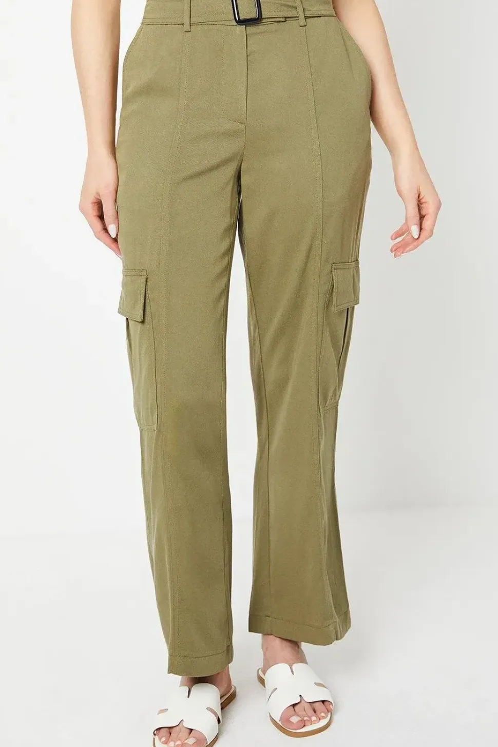 Top Stitch Belted Utility Trouser