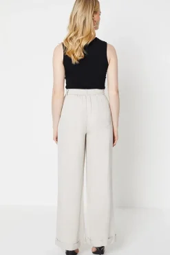 Top Stitch High Waisted Wide Leg Trouser