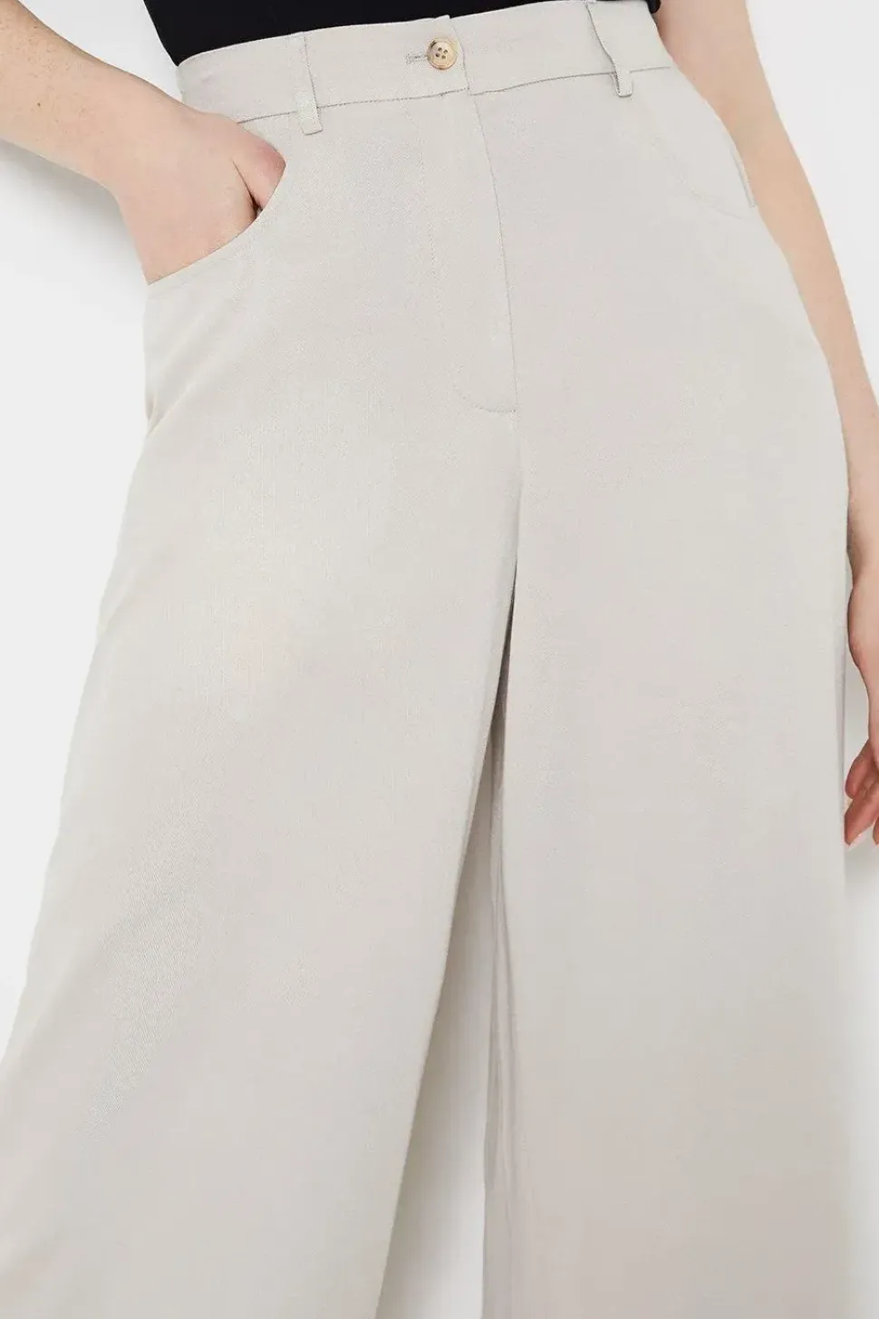 Top Stitch High Waisted Wide Leg Trouser
