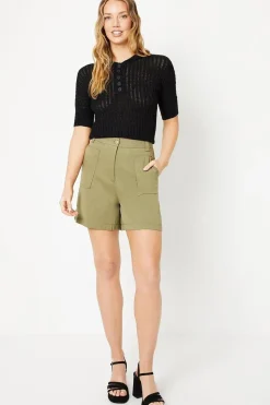 Top Stitch Patch Pocket Longline Short