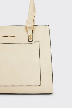 Tori Faux Leather Painted Edge Front Pocket Tote Bags