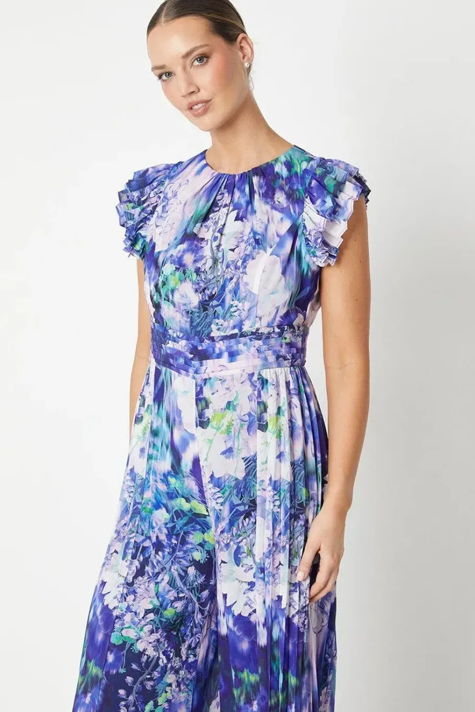 Trailing Floral Print Pleated Leg Jumpsuit