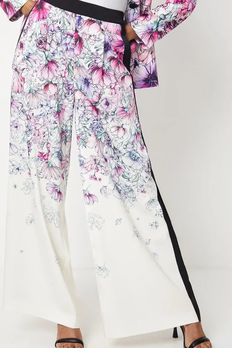 Trailing Floral Satin Trousers