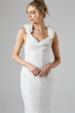 Trailing Petal Shoulder Detail Chiffon Wedding Dress