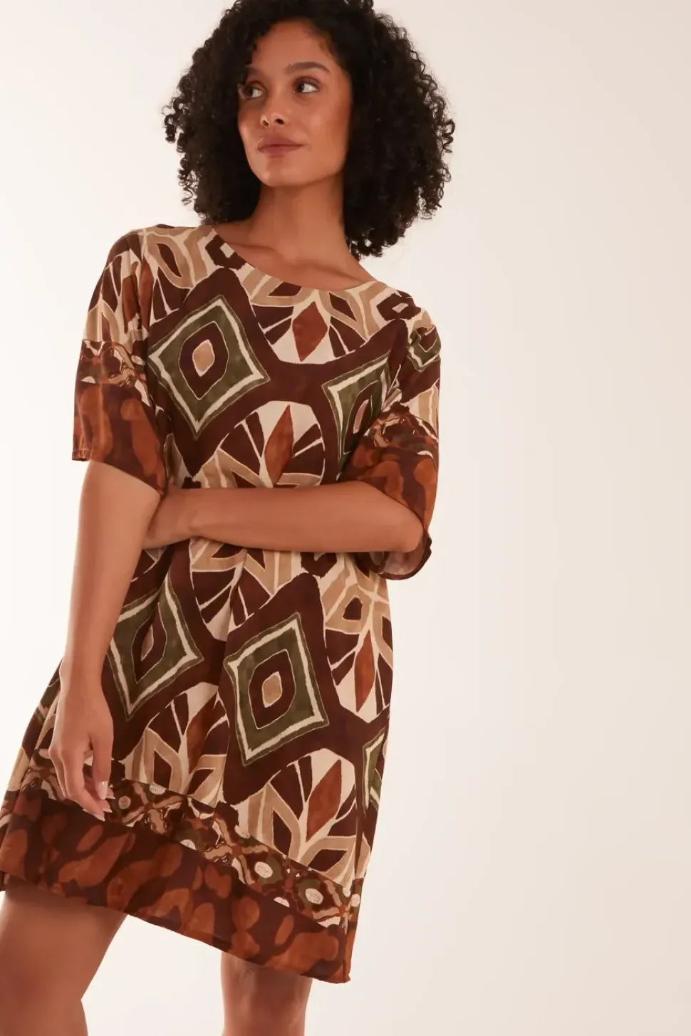 Tribal Print Short Sleeve Dress