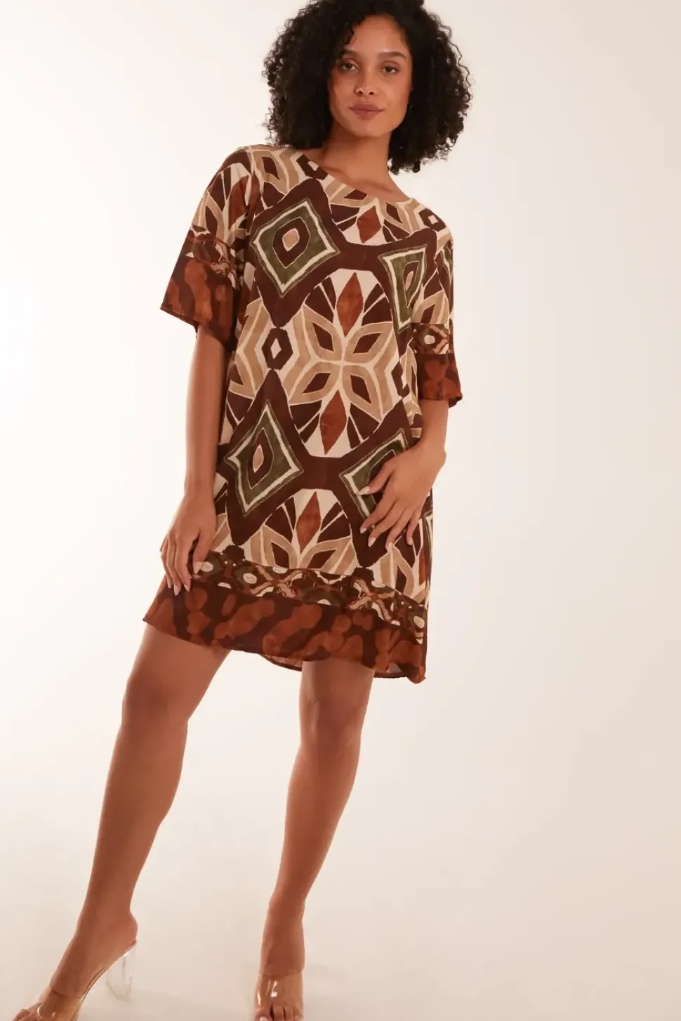 Tribal Print Short Sleeve Dress