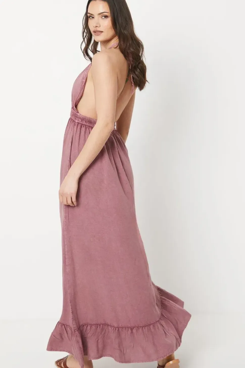 Trim Halter Maxi Beach Dress
