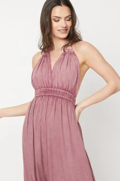 Trim Halter Maxi Beach Dress