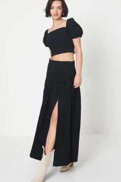 Trim Insert Cotton Maxi Skirt