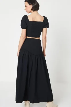 Trim Insert Cotton Maxi Skirt