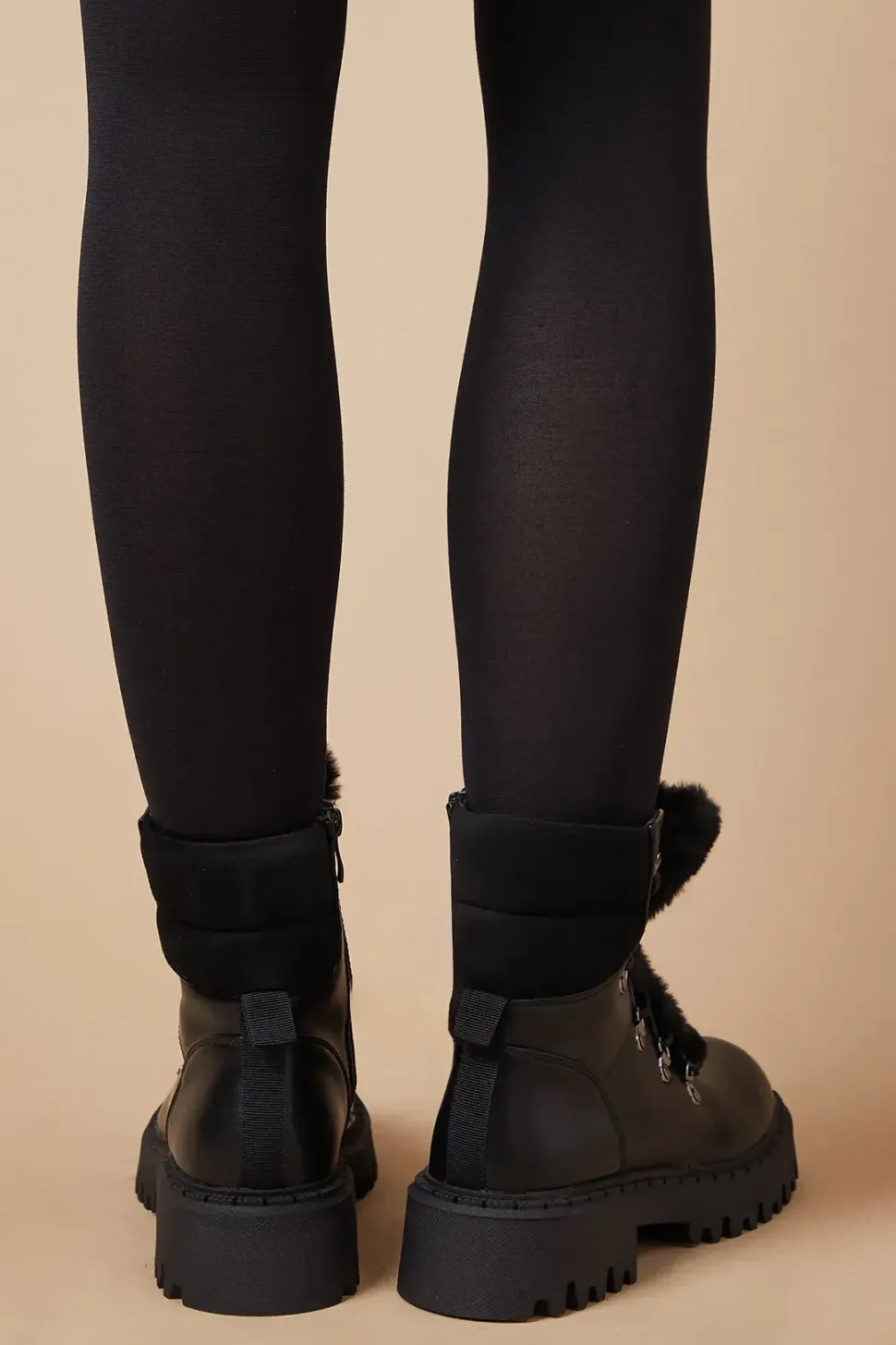 Trinity Faux Fur Detail Chunky Hiker Ankle Boots