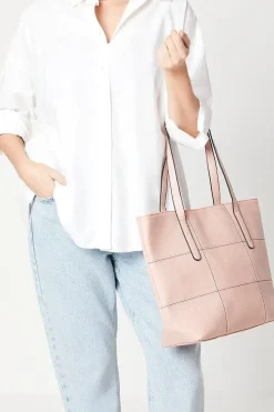 Trish Faux Leather Stitch Detail Tote Bags