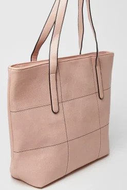 Trish Faux Leather Stitch Detail Tote Bags