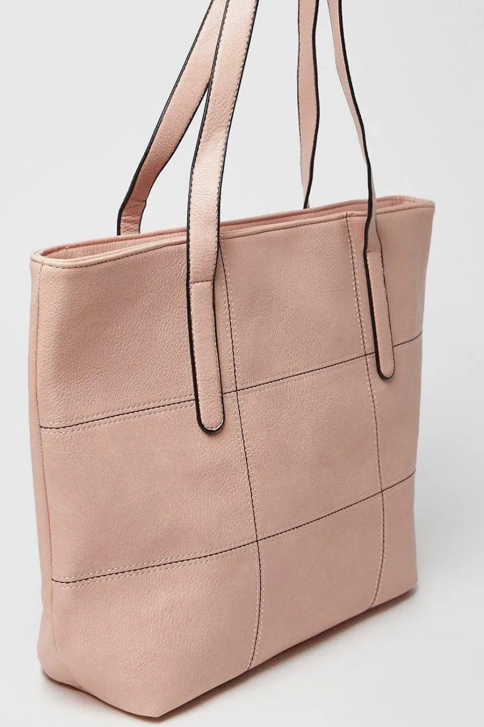Trish Faux Leather Stitch Detail Tote Bags