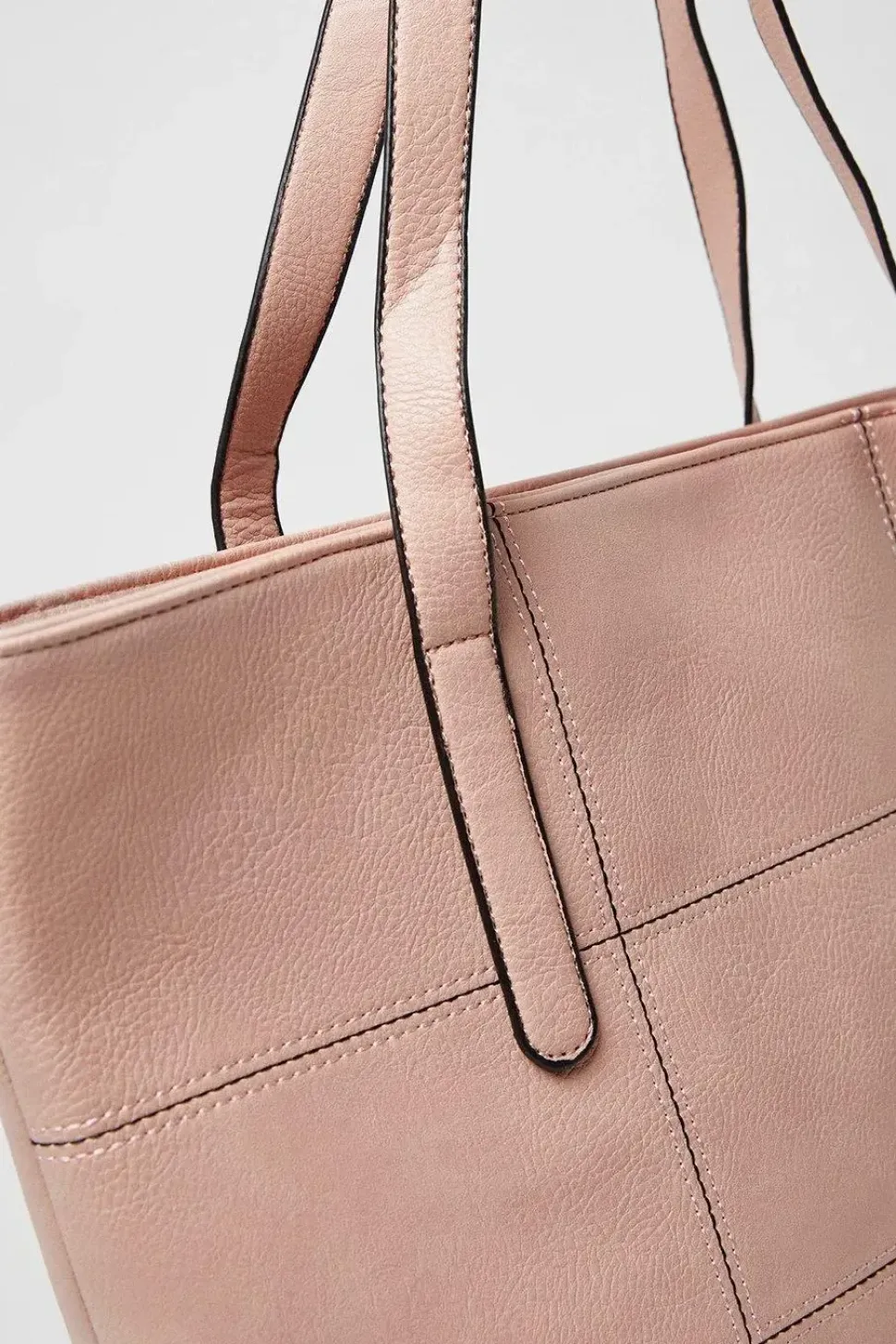 Trish Faux Leather Stitch Detail Tote Bags