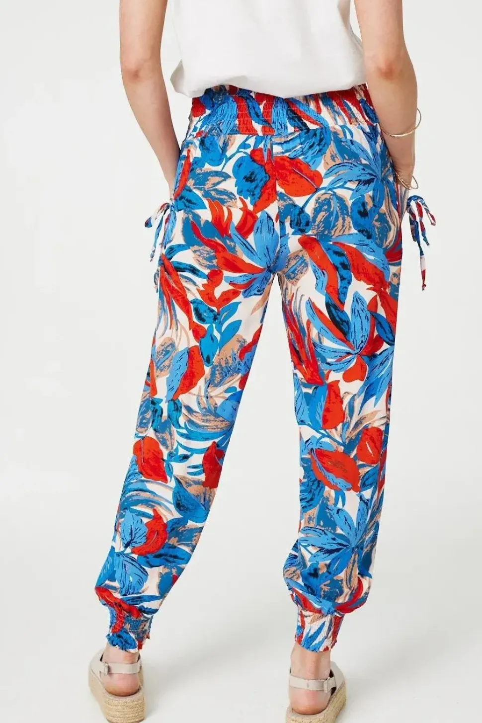 Tropical Leaf Print Harem Pants