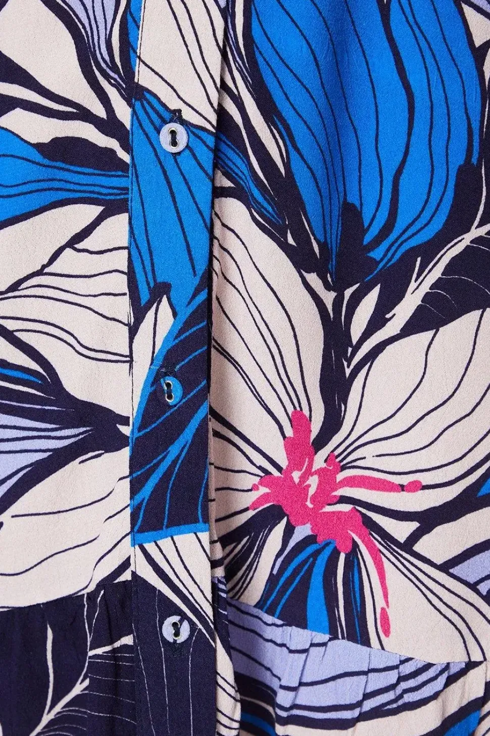Tropical Print Button Through Shift Dress