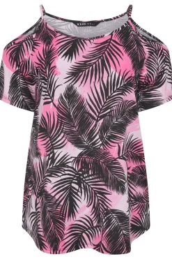 Tropical Print Cold Shoulder Top