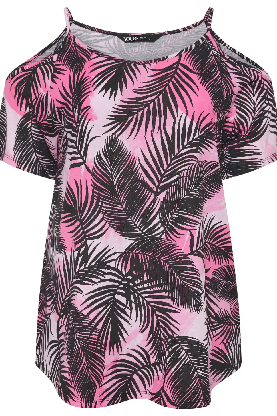 Tropical Print Cold Shoulder Top