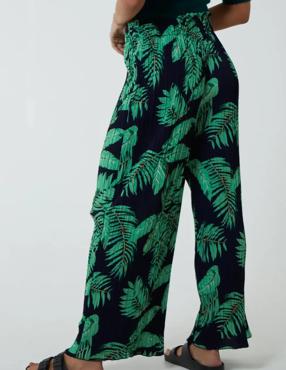 Tropical Print Elastic Waist Culotte