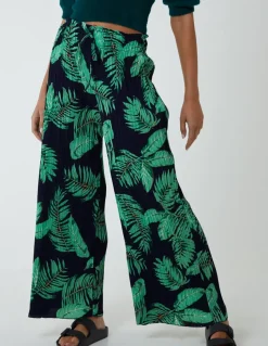 Tropical Print Elastic Waist Culotte