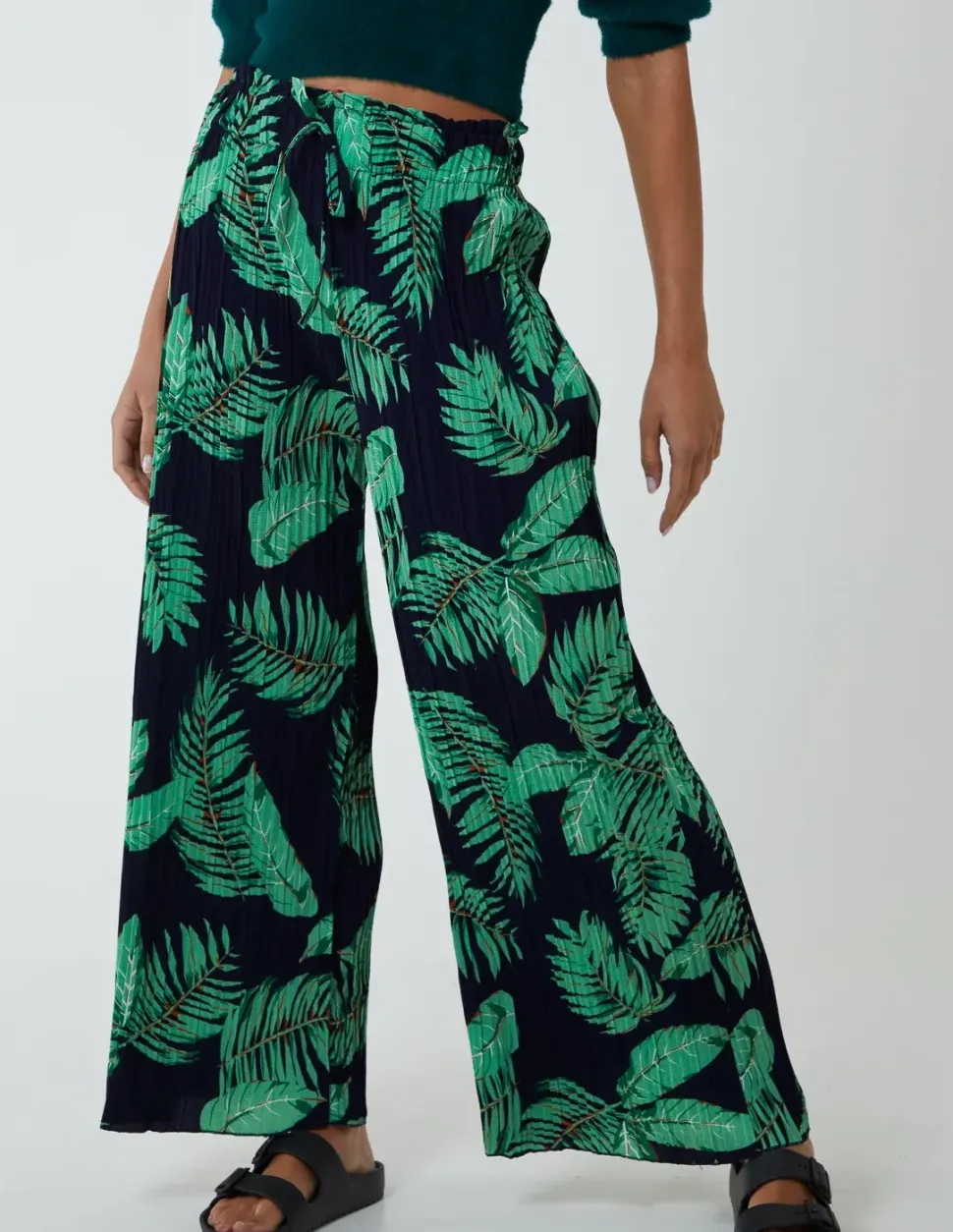 Tropical Print Elastic Waist Culotte