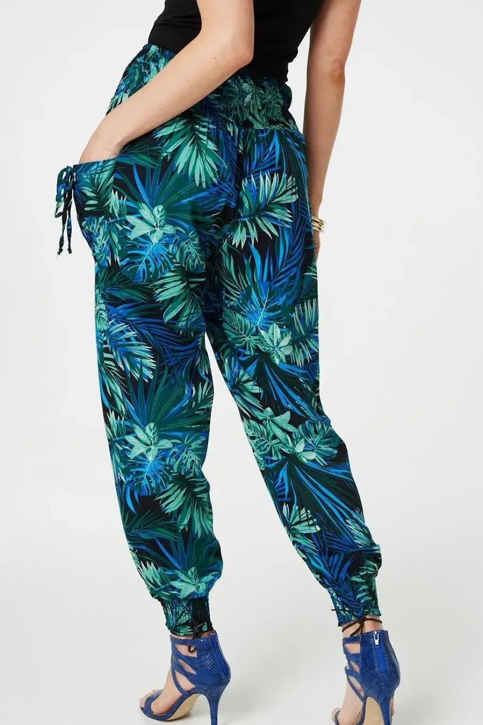 Tropical Print High Waist Harem Pants