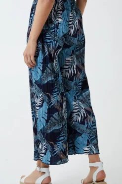 Tropical Print Pleated Wide Legs Trouser