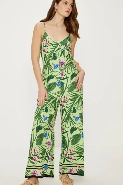 Tropical Print Strappy Jumpsuit