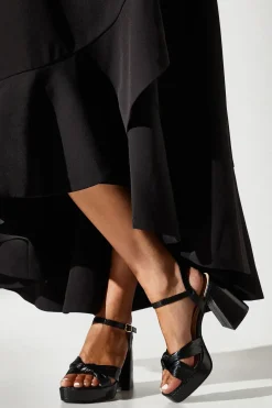 Trystan Metallic Knotted High Block Heel Platform Sandals