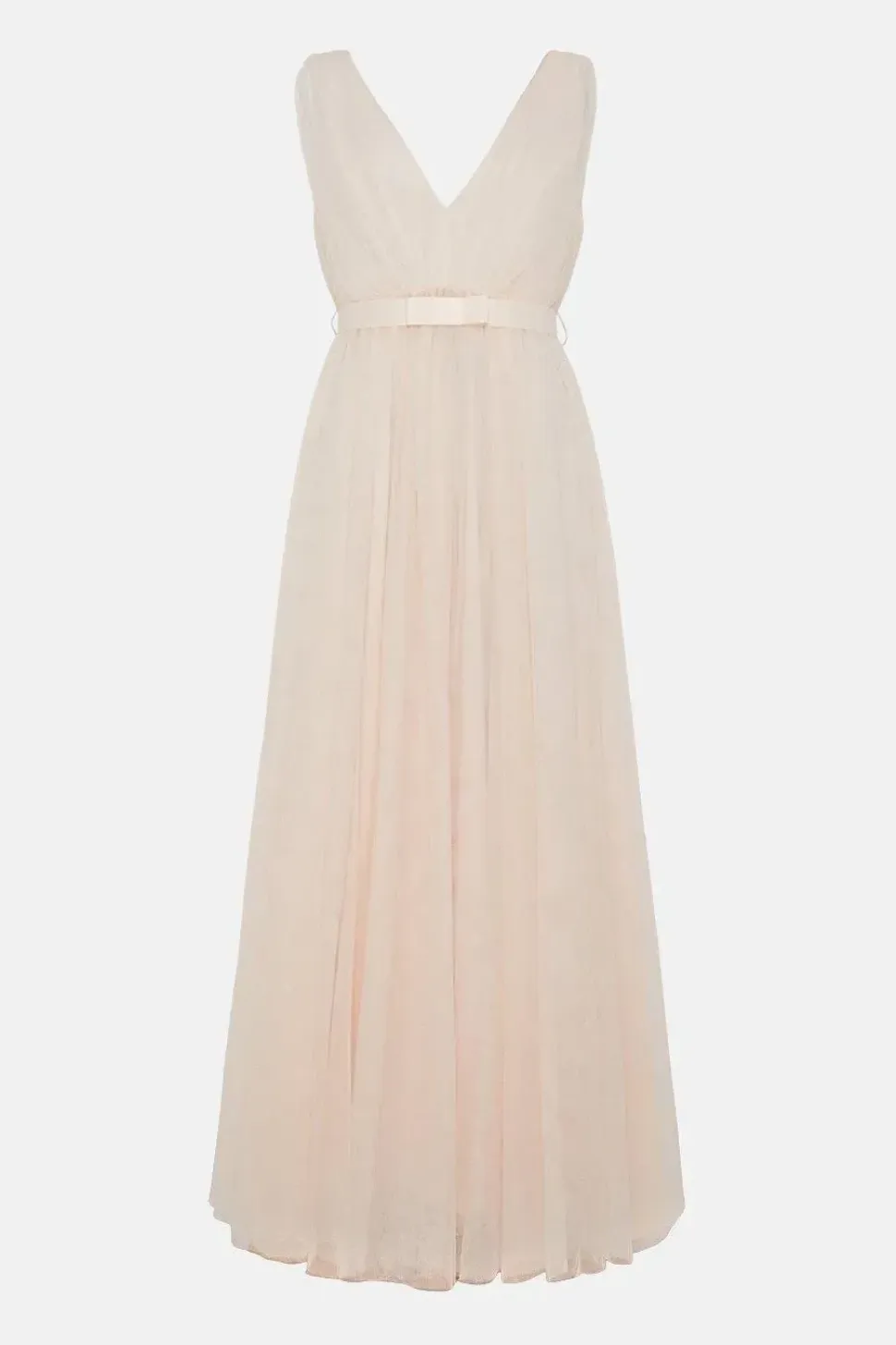 Tulle Plunge Neck Princess Bridesmaids Dress With Bow