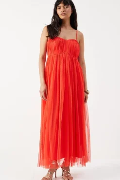 Tulle Strappy Bandeau Maxi Dress