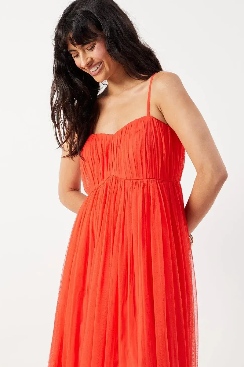 Tulle Strappy Bandeau Maxi Dress