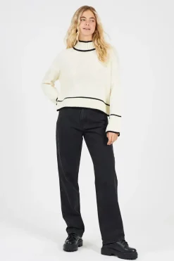 Turtleneck Knitted Jumper with Contrast Trim