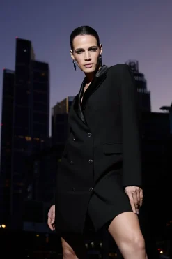Tuxedo Button Detail Dress
