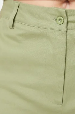 Twill Cargo Pocket Detail Wide Leg Trousers