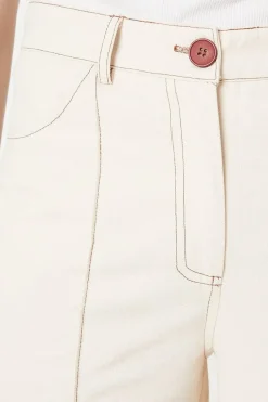 Twill Front Seam Straight Leg Trousers