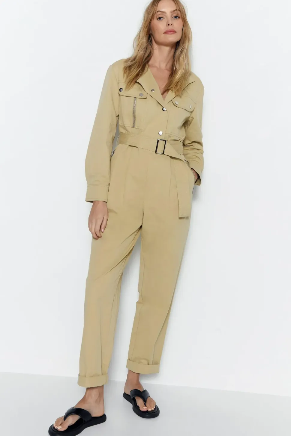 Twill High Neck Belted Utility Boilersuit